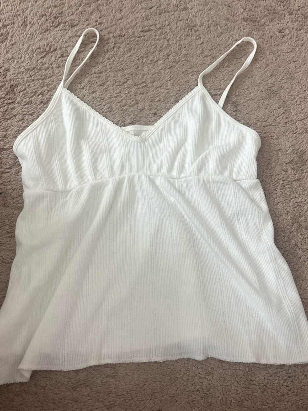 Brandy Melville White Ribbed V-Neck Cami Top - Lightweight Women's Tank